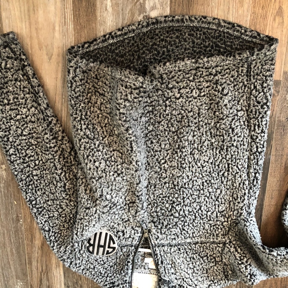 fluffy monogrammed sweatshirt